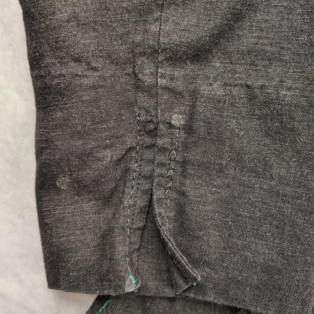 Requirements Black Button Up Embroidered Shirt Peacock Floral Linen Sz 10 - Picture 7 of 12